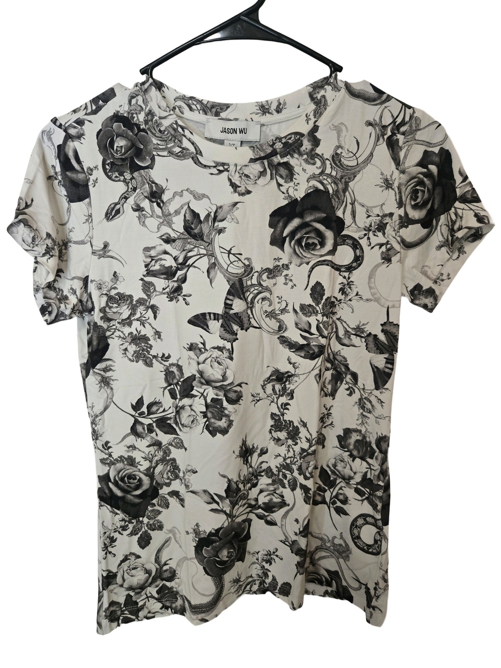 Jason Wu Black & White Floral Print Tee